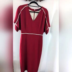 Judith and Charles Women's Red Midi Dress with White Trim - Size US 6
